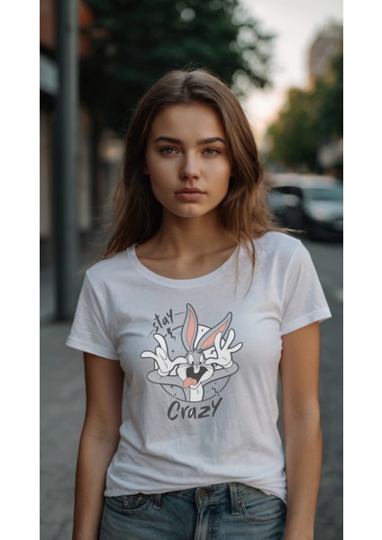 Baskılı Kadınt-Shirt Beyaz Kadın Tişört modelleri