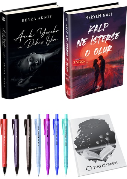 Kalp Ne Isterse O Olur 2 Ciltli Meryem Nart ve Epsilon Açık Yaralar ve Dikiş Izleri Ciltli Beyza Aksoy 2li Set
