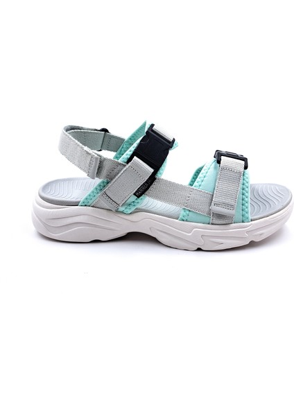 H24078Z Ladis Hafif ve Yumuşak Tasarım Cırtlı Kadın Gri Mint Spor Sandalet