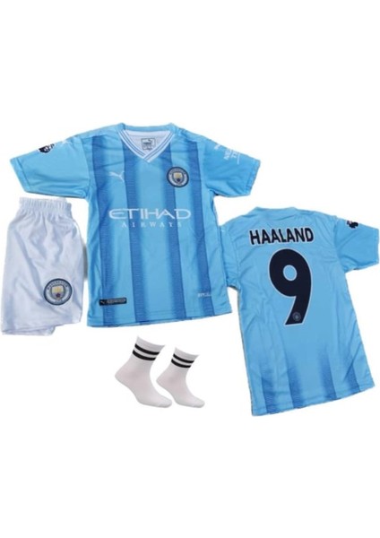 Manchester Cıty Halland Yeni Sezon Özel Tasarım Çocuk Forma Takımı 'lü Set P1OLKS