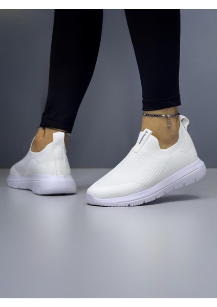 Kadın Ortopedik Bağcıksız Triko Spor Ayakkabı-Beyaz fiyatları