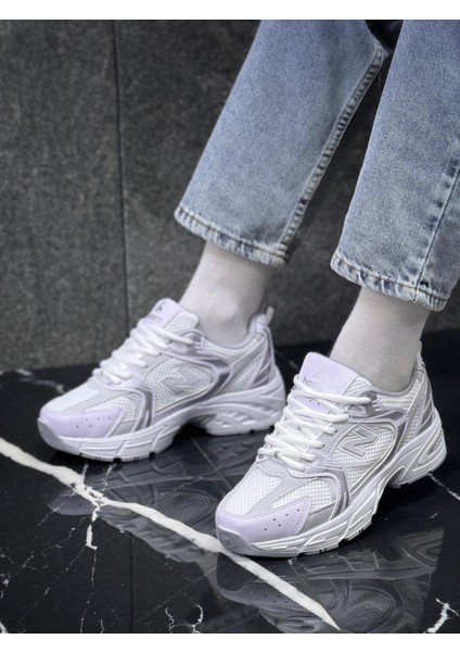 Kadın 530 Bağcıklı Ortopedik Triko Spor Sneaker Ayakkabı Beyaz modelleri