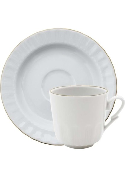 Sedef Yaldızlı 12 Parça Porselen Kahve Fincan Takımı