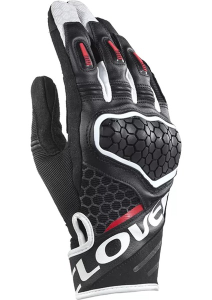 Predator-2 Korumalı Motosiklet Eldiveni Siyah / Beyaz / Kırmızı