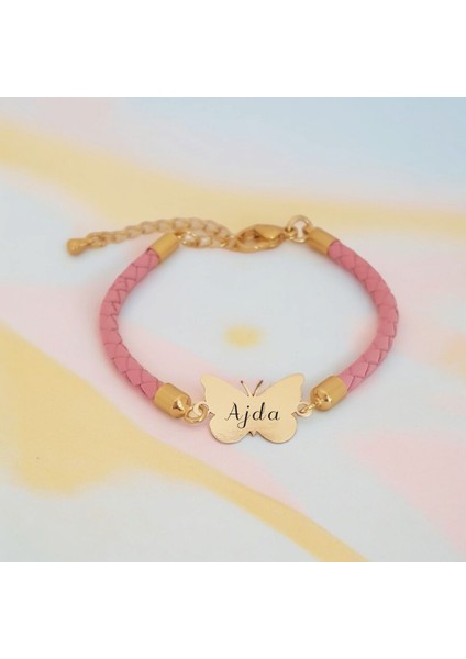 14 Ayar Altın Plaka Ajda Adına Deri Hediye BILEKLIK-S.376781D.376911F.377041G.377171H.377301