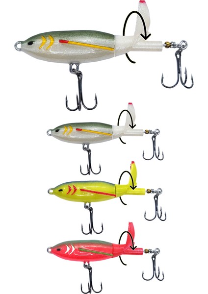 Hergele Whopper Plopper Dönen Kuyruk Sahte Maket Balık 70 Mm 4,7g