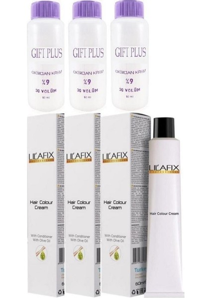 3 Adet Gift Plus Oksidan Krem 60 Ml+ 3 Adet 911/2 Ekstra Açıcı Viyole Sarı Boya 60 ml modelleri