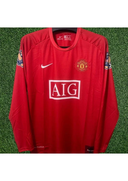 Cheecky Chic Manchester United Ronaldo 2008 Kırmızı Şampiyonlar Ligi Retro Forma Uzun Kol Yetişkin Forması Zyn