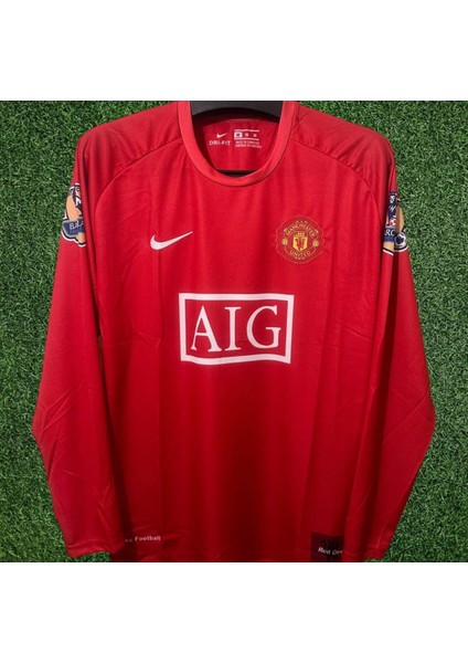Manchester United Ronaldo 2008 Kırmızı Şampiyonlar Ligi Retro Forma Uzun Kol Yetişkin Forması Zyn