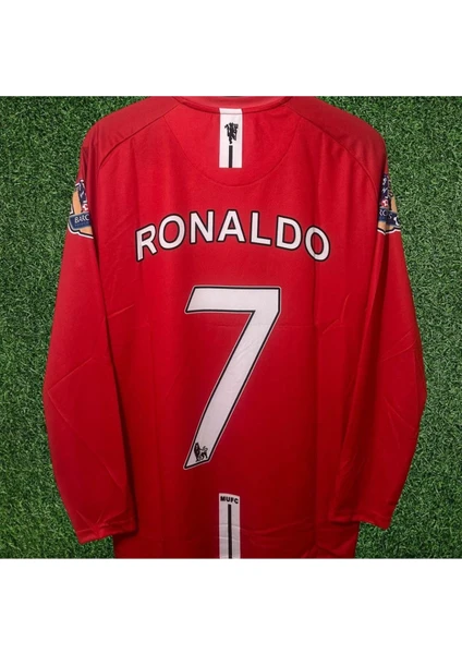 Cheecky Chic Manchester United Ronaldo 2008 Kırmızı Şampiyonlar Ligi Retro Forma Uzun Kol Yetişkin Forması Zyn