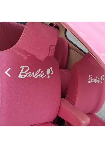 Pembe Barbie Servis Kılıfı & Koltuk Kılıfı Pamuk Penye Universal Set