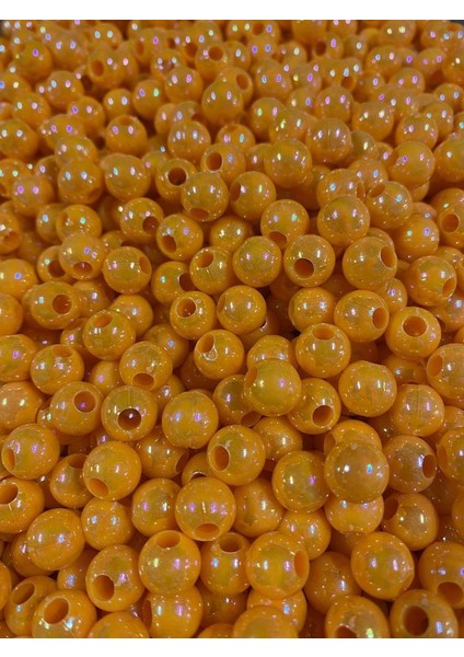 Sazan Boncuk Yemi Camgöz Parlak Turuncu Uv Büyük Delikli 10 mm 50 Adet
