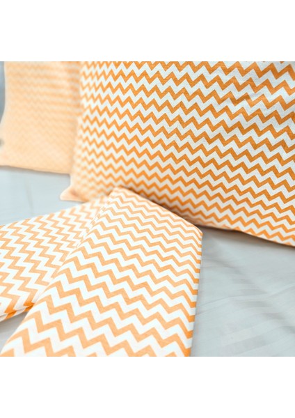 Turuncu Zikzaklı Tek Kişilik Çarşaf Seti | %100 Pamuklu Ranforce | 2 Parça fiyatları