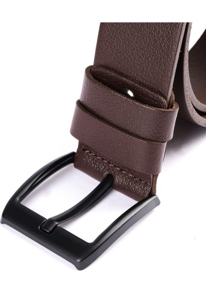 Deri Erkek Kemeri 4,5cm Spor Kot Uyumlu Kahverengi