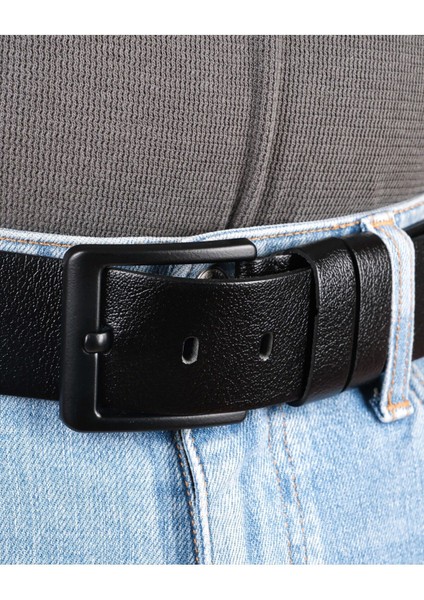 Deri Erkek Kemeri 4,5cm Spor Kot Uyumlu Siyah