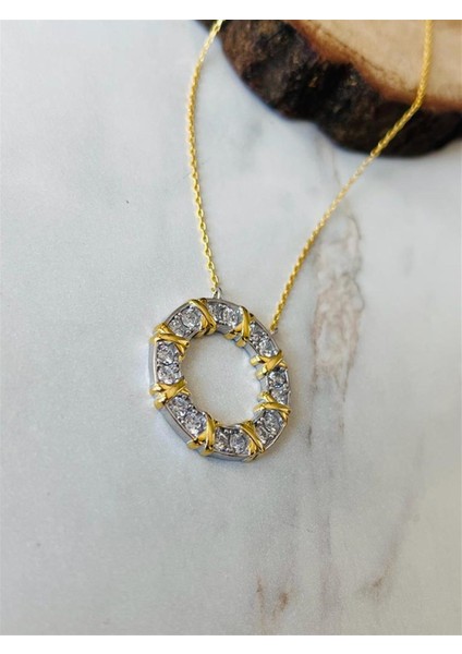 Taşlı Yuvarlak x Kolye
