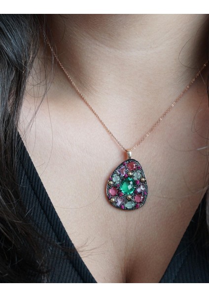 Renkli Taşlı Kolye modelleri