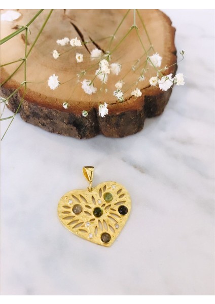 Turmalin Kalp Kolye Uç