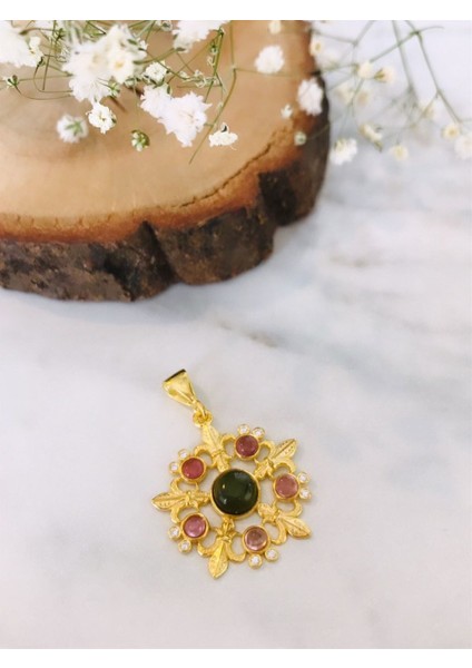 Turmalin Çiçek Kolye Uç