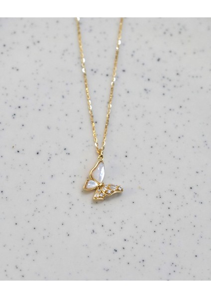 Kelebek Kolye Sedefli