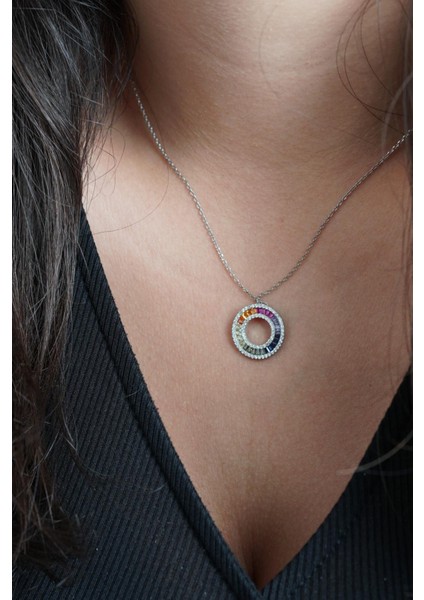 Renkli Baget Taşlı Kolye modelleri