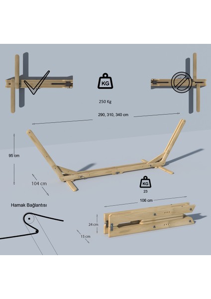 Katlanabilen Portatif Ahşap Hamak Ayağı, Hamak Standı