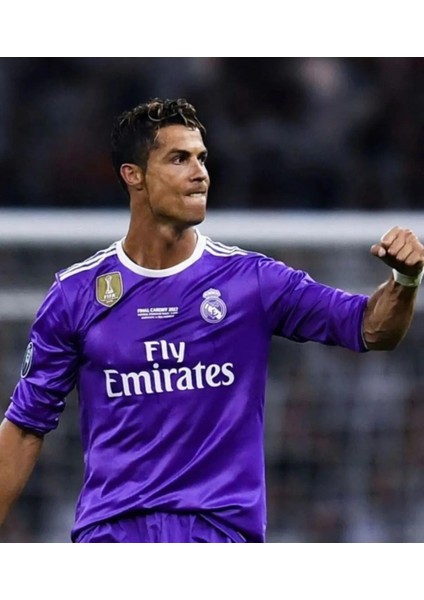 Real Madrid 2017 Cardıff Mor Şampiyonlar Ligi Finali Uzun Kol Ronaldo Forması Zyn