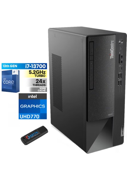 Thinkcentre Neo 50T Gen4 Intel I7 13700 64GB 2tb SSD WINDOWS11HOME 27" Fhd Monitör Masaüstü Blgisayar 512JB005ATR39+ZETTAUSBBELLEK
