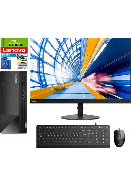 Thinkcentre Neo 50T Gen4 Intel I7 13700 32GB 2tb SSD 4GB/GT1030 Freedos 23.8 Mon.masaüstü Blgisayar 612JB005ATR14+ZETTAUSBBELLEK