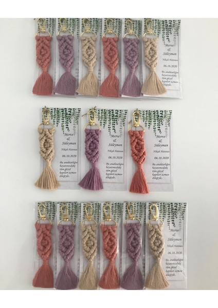 El Örmesi Makrome Anahtarlık Düğün Kına Söz Sünnet Nişan Için Hediyelik