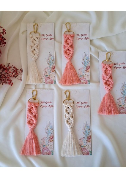 El Örmesi Makrome Anahtarlık Düğün Kına Söz Sünnet Nişan Için Hediyelik