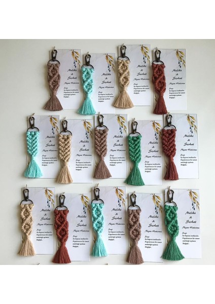 El Örmesi Makrome Anahtarlık Düğün Kına Söz Sünnet Nişan Için Hediyelik