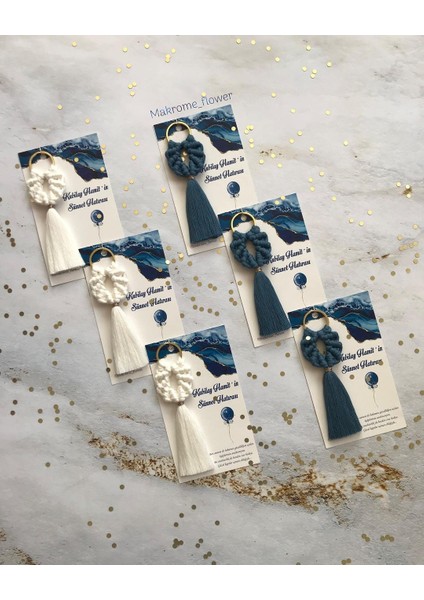 El Örmesi Makrome Anahtarlık Düğün Kına Söz Sünnet Nişan Için Hediyelik