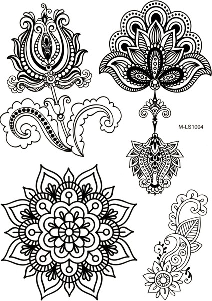 Kına Görünümlü Mandala Geçici Kadın Dövmesi