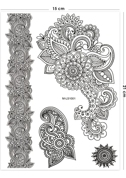 Flowers Mandala Çiçek Figürlü Dantel Dövme