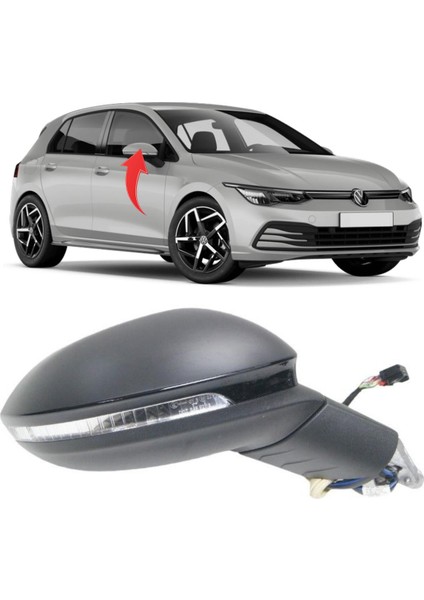 Vw Golf 8 Sağ Ayna Katlanır Alt Aydınlatmasız 9 Pin 5H1857508AE