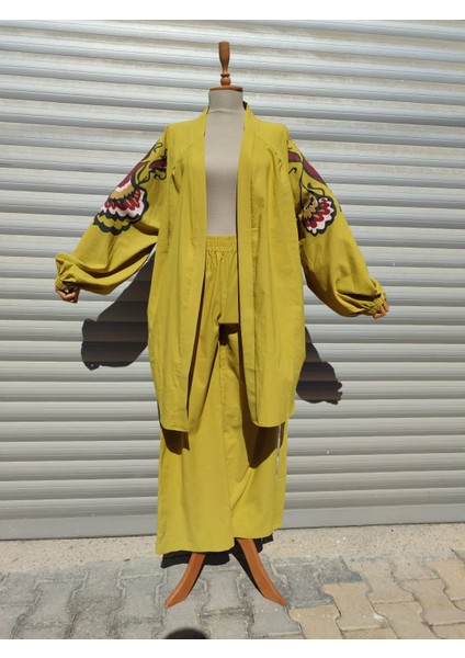 Safran Rengi Kimono Takım Desenli fiyatları