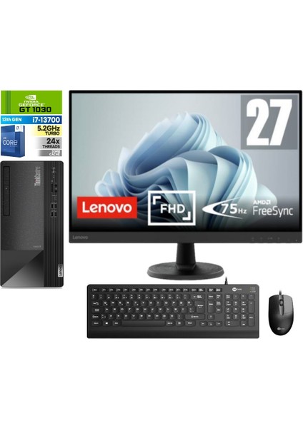 Thinkcentre Neo 50T Gen4 Intel I7 13700 16GB 2tb SSD 4GB/GT1030 WINDOWS11HOME 27" Mon.masaüstü Blgisayar 712JB005ATR29+ZETTAUSBBELLEK