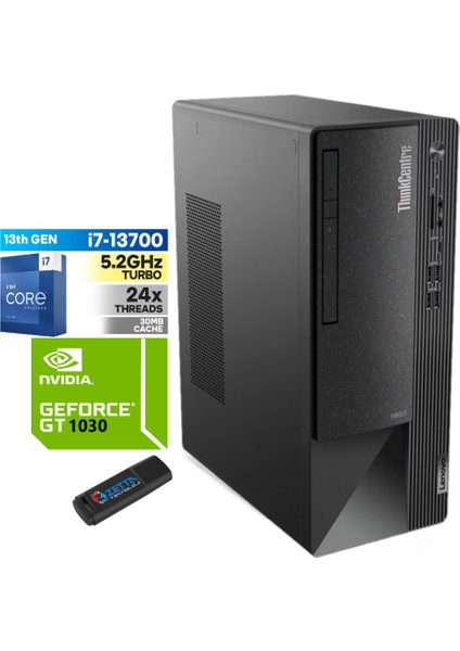 Thinkcentre Neo 50T Gen4 Intel I7 13700 16GB 2tb SSD 4GB/GT1030 WINDOWS11HOME 27" Mon.masaüstü Blgisayar 712JB005ATR29+ZETTAUSBBELLEK