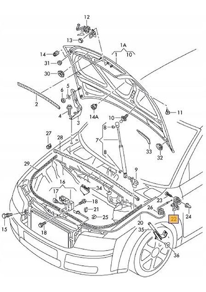 Audi A4 Exeo Kaput Açma Kolu 2001-2009 8E1823533B