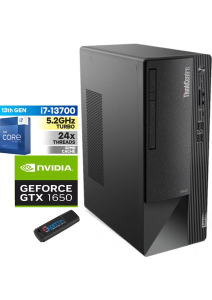 Thinkcentre Neo 50T Gen4 Intel I7 13700 8gb 2tb SSD 4GB/GT1650 WINDOWS11PRO 27" Mon.masaüstü Blgisayar 912JB005ATR44+ZETTAUSBBELLEK