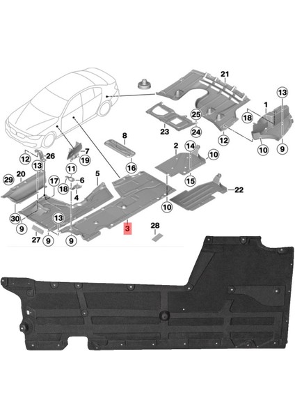 Bmw F20 F30 F32 Sol Alt Taban Muhafaza 2012-2019 51757241833