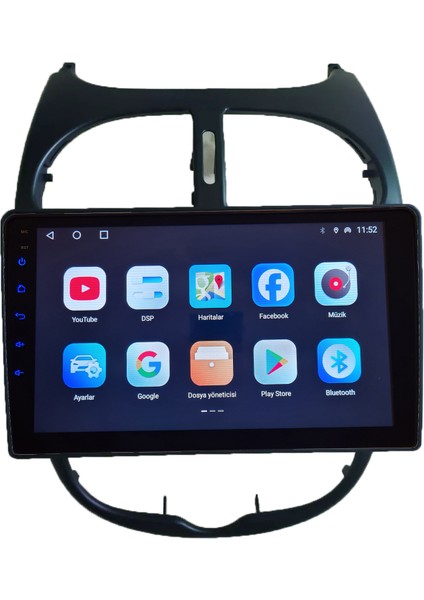 Peugeot 206 Android Kablosuz Carplay Navigasyon Multimedya 9 Inch Ekran 4 GB Ram 64 GB Rom