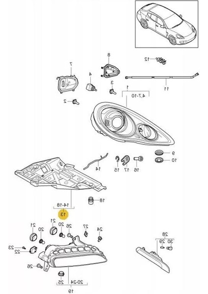 Porsche Panamera Sağ Far Alt Tablası 2014-2016 97063107402 fiyatları