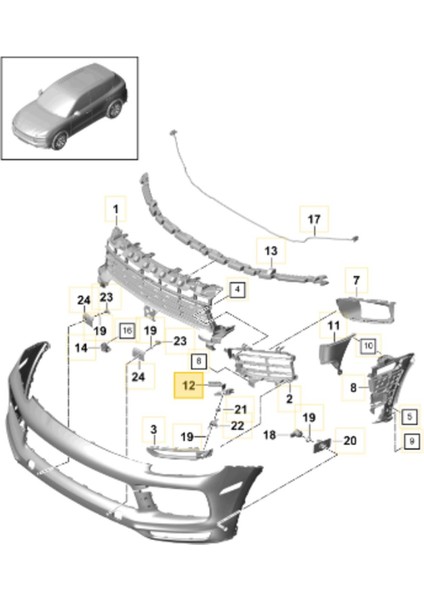 Cayenne Sis Far Braketi Sol 2018-2023 9Y0807959 fiyatları