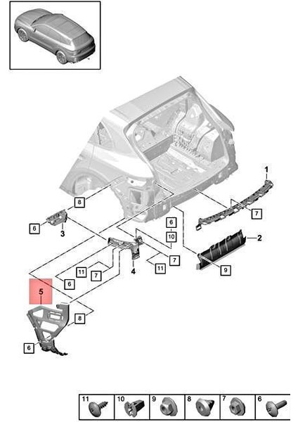 Cayenne Arka Tampon Braketi Sol 2018-2023 9Y0807377 fiyatları