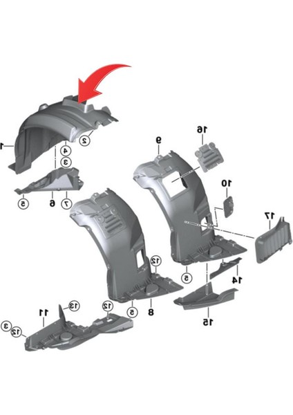 Bmw E90 Çamurluk Davlumbazı Sağ Önün Arkası 2008-2011 51717059378 fiyatları