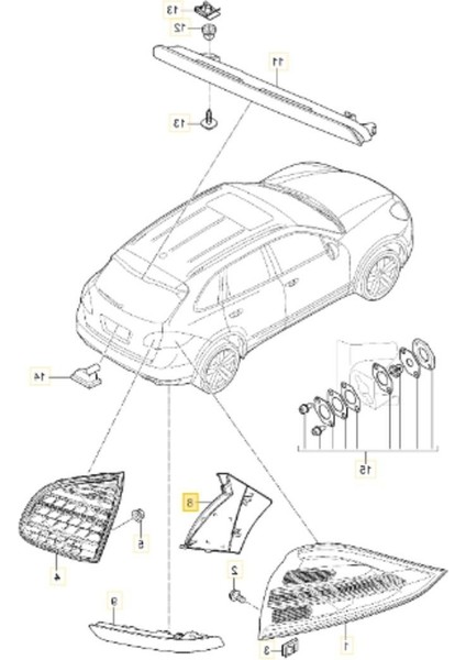 Cayenne Sağ Arka Stop Köşe Braketi 2015-2018 95863126200