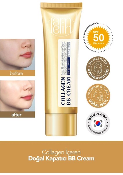 Kolajen İçeren Doğal Kapatıcılık Sağlayan Nemlendirici Spf 50 + Pa ++++ Lamelin Collagen Bb Cream