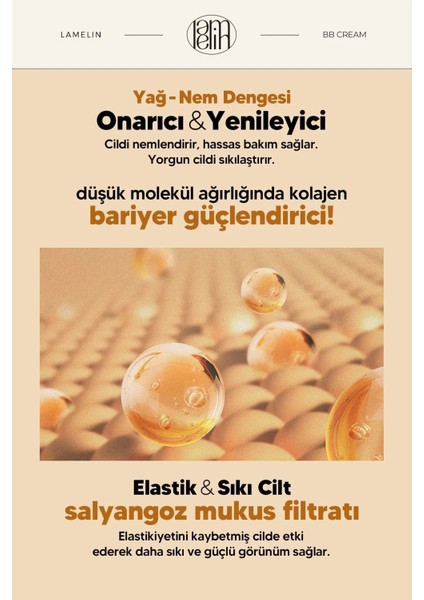 Kolajen İçeren Doğal Kapatıcılık Sağlayan Nemlendirici Spf 50 + Pa ++++ Lamelin Collagen Bb Cream